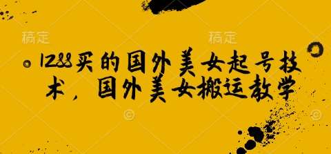 1288买的国外美女起号技术，国外美女搬运教学-千寻创业网