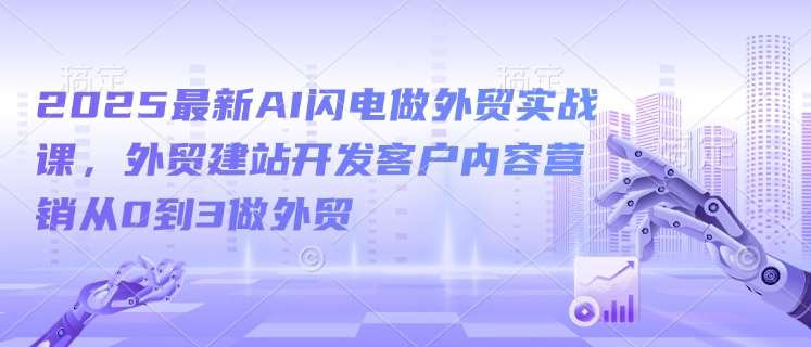 2025最新AI闪电做外贸实战课，外贸建站开发客户内容营销从0到3做外贸-千寻创业网
