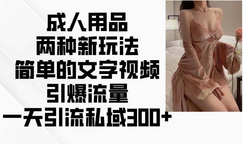 成人用品两种新玩法，简单的文字视频引爆流量，一天引流私域300+-千寻创业网