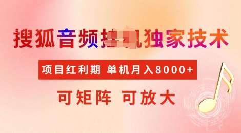 全网首发搜狐音频挂JI独家技术，项目红利期，可矩阵可放大，稳定月入8k【揭秘】-千寻创业网