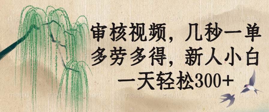 （14202期）审核视频，几秒一单，多劳多得，新人小白一天轻松300+-千寻创业网
