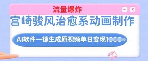 宫崎骏风治愈系动画制作，AI软件一键生成原创视频流量爆炸，单日变现多张，详细实操流程-千寻创业网