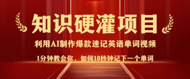 知识硬灌，10秒钟让你记住一个单词，3分钟一个视频，日入多张不是梦-千寻创业网