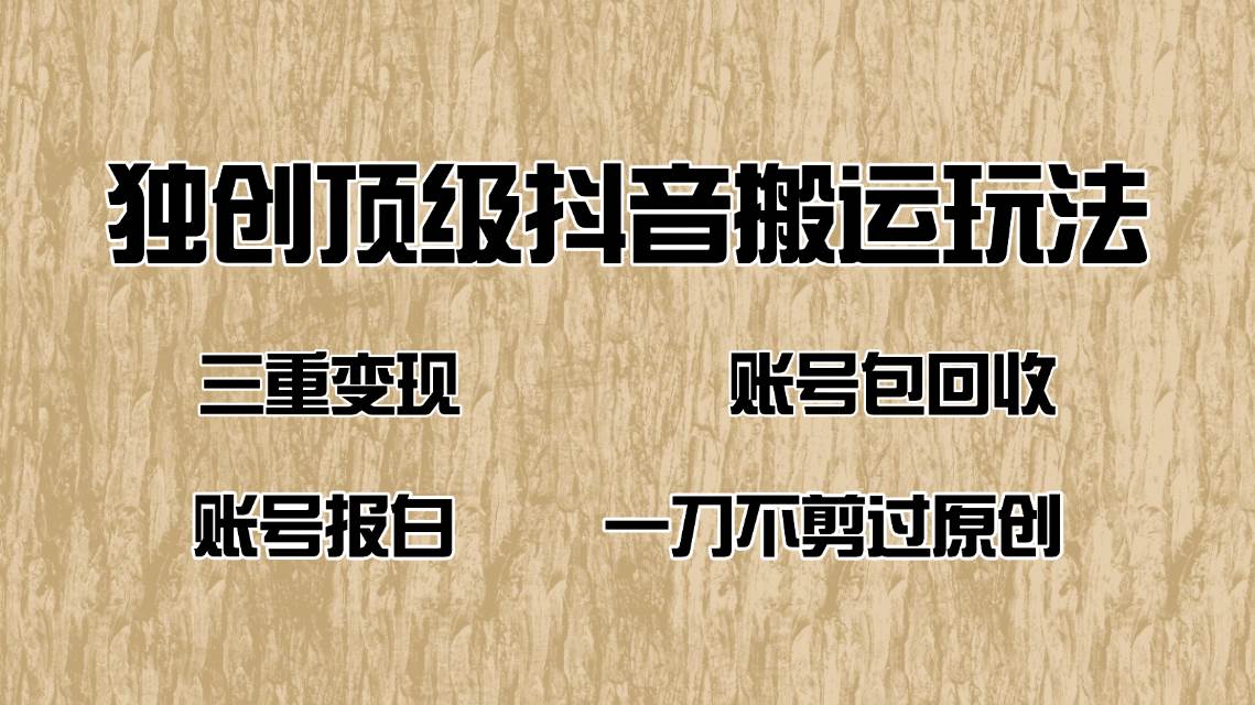 （14187期）抖音短剧纯搬运玩法，三重变现，账号包回收，账号报白一刀不剪过原创-千寻创业网
