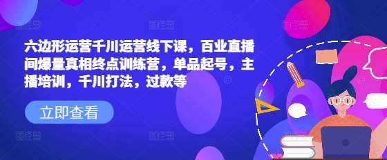 六边形运营千川运营线下课，百业直播间爆量真相终点训练营，单品起号，主播培训，千川打法，过款等-千寻创业网