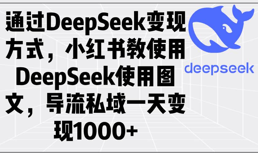 （14179期）通过DeepSeek变现方式，小红书教使用DeepSeek图文，导流私域一天变现1000+-千寻创业网