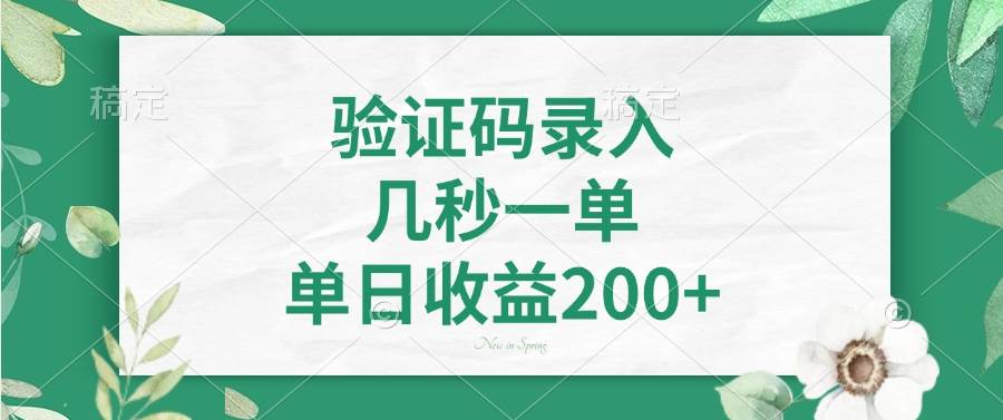 （14221期）验证码录入，几秒一单，单日收益200+-千寻创业网