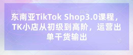 东南亚TikTok Shop3.0课程，TK小店​从初级到高阶，运营出单干货输出-千寻创业网