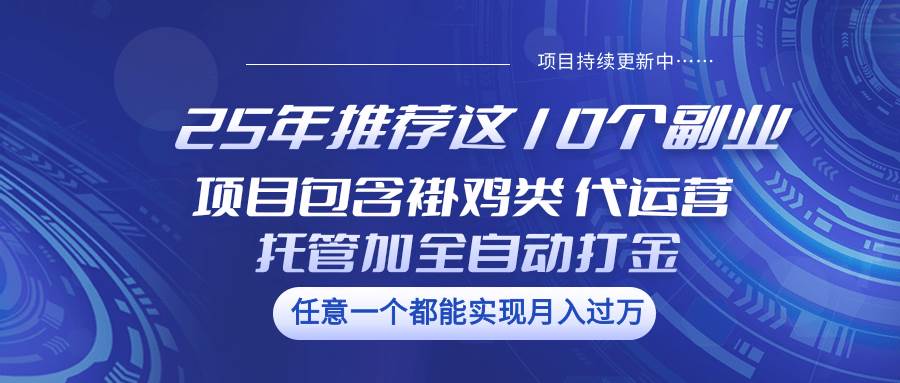 25年推荐这10个副业 项目包含褂鸡类、代运营托管类、全自动打金类-千寻创业网