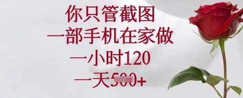 你只管截图，一部手机在家做，一小时120.一天5张【揭秘】-千寻创业网
