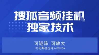 【搜狐音频挂G】独家技术，可矩阵可放大，红利期稳定月入8k【揭秘】-千寻创业网