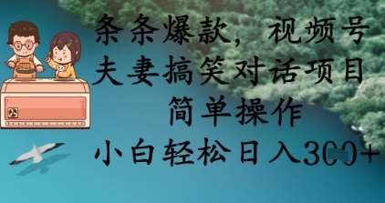 条条爆款，视频号夫妻搞笑对话项目，简单操作，小白轻松日入3张+-千寻创业网