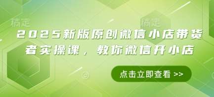2025新版原创微信小店带货者实操课，教你微信开小店-千寻创业网