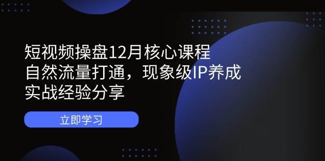 短视频操盘12月核心课程：自然流量打通，现象级IP养成，实战经验分享-千寻创业网