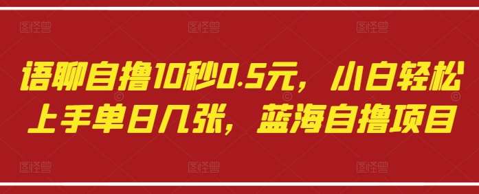 语聊自撸10秒0.5元，小白轻松上手单日几张，蓝海自撸项目-千寻创业网