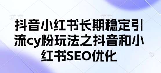 抖音小红书长期稳定引流cy粉玩法之抖音和小红书SEO优化-千寻创业网