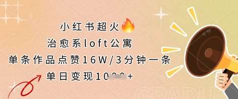 小红书超火的治愈系loft公寓，单条作品点赞16W，3分钟一条，单日变现数张-千寻创业网