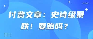 付费文章：史诗级暴跌！要跑吗？-千寻创业网