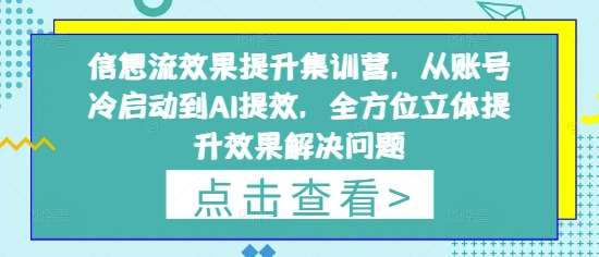 信息流效果提升集训营，从账号冷启动到AI提效，全方位立体提升效果解决问题-千寻创业网