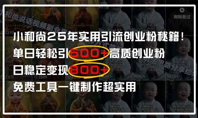 （14436期）小和尚2025年实用引流秘籍！单日轻松引500+高质量创业粉，日变现800+，…-千寻创业网
