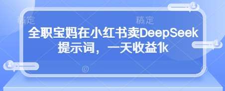 全职宝妈在小红书卖DeepSeek提示词，一天收益1k-千寻创业网