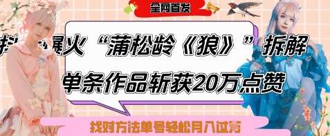 爆火“蒲松龄《狼》”实战拆解，仅6条作品涨粉24W，单条作品收获20W点赞，找对方法轻松起号月入过W-千寻创业网
