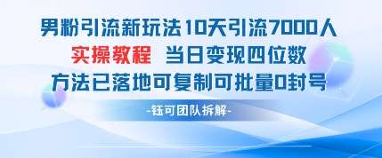 男粉引流新玩法10天引流7000人当日变现四位数可复制可批量0封号-千寻创业网