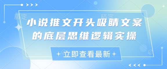 小说推文开头吸睛文案的底层思维逻辑实操-千寻创业网