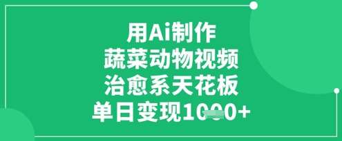 用Ai制作蔬菜动物视频，治愈系天花板，单日变现1k-千寻创业网