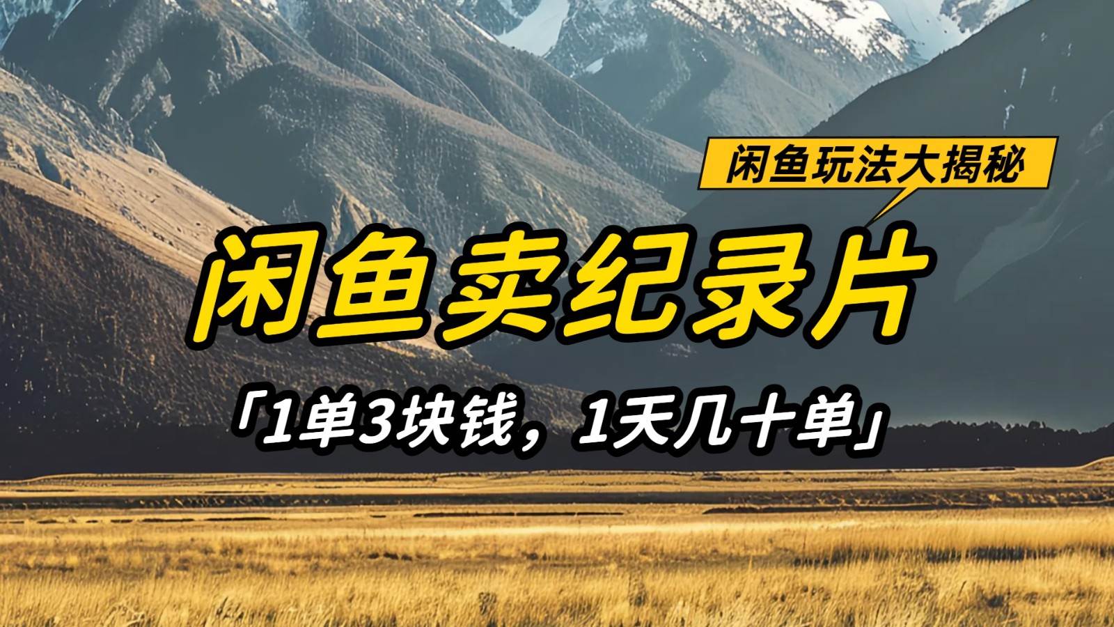 闲鱼卖纪录片，简单又赚钱的小项目，1单3块钱  1天几十单-千寻创业网