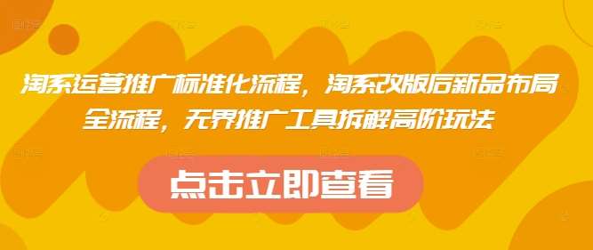 淘系运营推广标准化流程，​淘系改版后新品布局全流程，无界推广工具拆解高阶玩法-千寻创业网