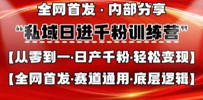私域日进千粉训练营，全网首发，从0开始带你做好私域，适用于任何赛道，让日产千粉不再是梦-千寻创业网