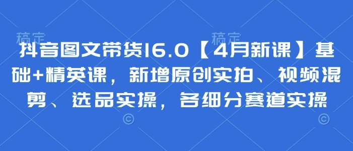 抖音图文带货16.0【4月新课】基础+精英课，新增原创实拍、视频混剪、选品实操，各细分赛道实操-千寻创业网