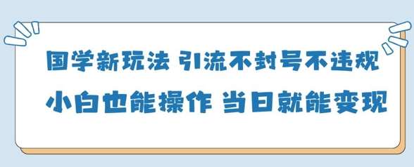 国学新玩法，引流不封号不违规小白也能操作，当日就能变现-千寻创业网