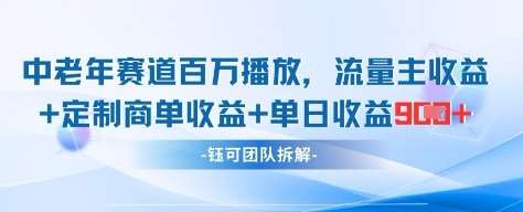 中老年赛道百万播放+流量主收益+定制收益，单日收益9张-千寻创业网