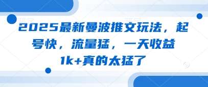 2025最新曼波推文玩法，起号快，流量猛，一天收益1k+真的太猛了-千寻创业网