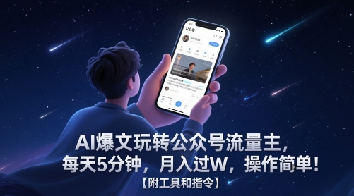 AI爆文玩转公众号流量主，每天5分钟，月入过W，操作简单！【附工具和指令】-千寻创业网