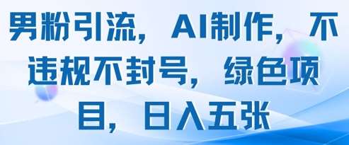 男粉引流，AI制作，不违规不封号，绿色项目，日入五张-千寻创业网