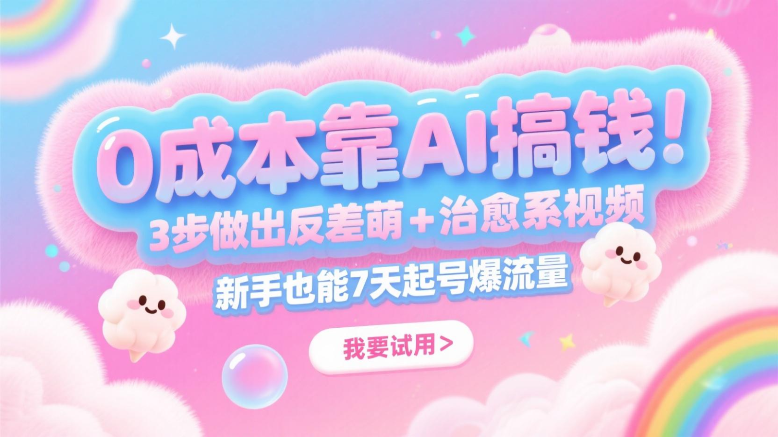 0成本靠AI搞钱！3步做出反差萌+治愈系视频，新手也能7天起号爆流量，月入5位数-千寻创业网