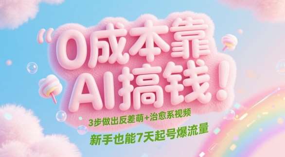 0成本靠AI搞钱！3步做出反差萌+治愈系视频，新手也能7天起号爆流量-千寻创业网