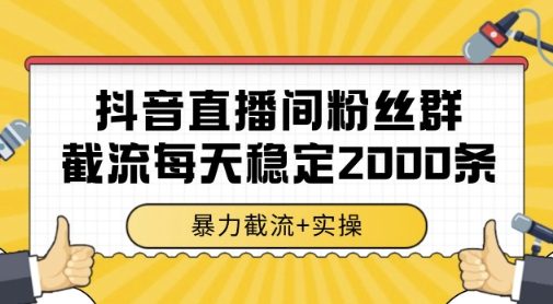 抖音直播间粉丝群暴力截流，一台电脑每天稳定2000条数据，暴力截流+实操 【揭秘】-千寻创业网