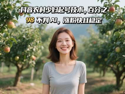 抖音农村少妇起号技术，百分之98不判AI，涨粉快且稳定-千寻创业网