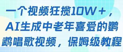 一个视频狂揽10W+点赞，AI生成中老年喜爱的鹦鹉唱歌视频，保姆级教程，轻松挣取创作者分成-千寻创业网