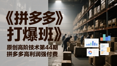 《拼多多打爆班》原创高阶技术第44期，拼多多高利润强付费-千寻创业网
