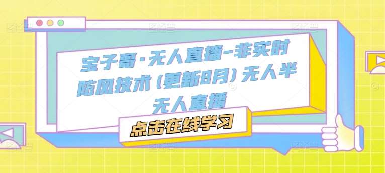 宝子哥·无人直播-非实时防风技术(更新25年5月)无人半无人直播-千寻创业网