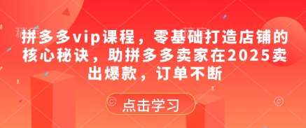 拼多多vip课程，零基础打造店铺的核心秘诀，助拼多多卖家在2025卖出爆款，订单不断-千寻创业网