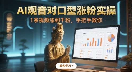 AI观音对口型涨粉实操，1条视频涨到千粉，手把手教你-千寻创业网