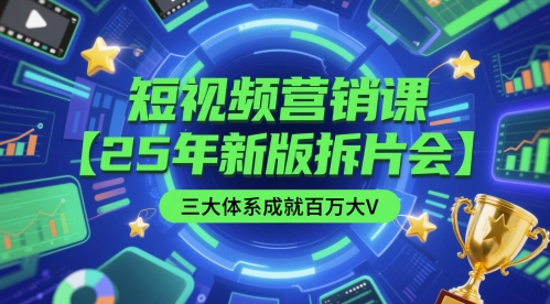 短视频营销课【25年新版拆片会】三大体系成就百万大V，包含正课、拆片会、手把手教学直播课等-千寻创业网