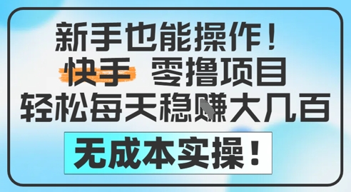 新手也能操作，快手零撸挣米，轻松每天挣2-5张，完全无成本-千寻创业网