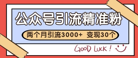 公众号精准粉引流玩法，2个月3000+精准粉，变现30个W【揭秘】-千寻创业网